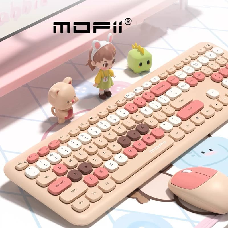 Teclado e mouse sem fio USB wirelessn Macarons Colorido MOFII Candy