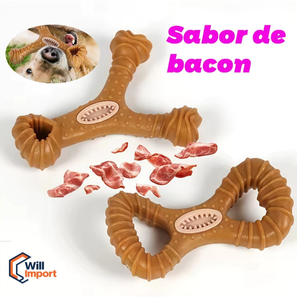 Brinquedo de Mastigar para Grandes Cachorro Limpeza Dental Moagem Resistente e Sabor Bacon