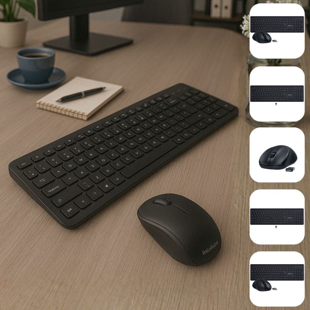 Kit 4 Teclado e Mouse Sem Fio Intelbras CSI 50 Preto 2.4GHz ABNT2 Silencioso Livre de Fios