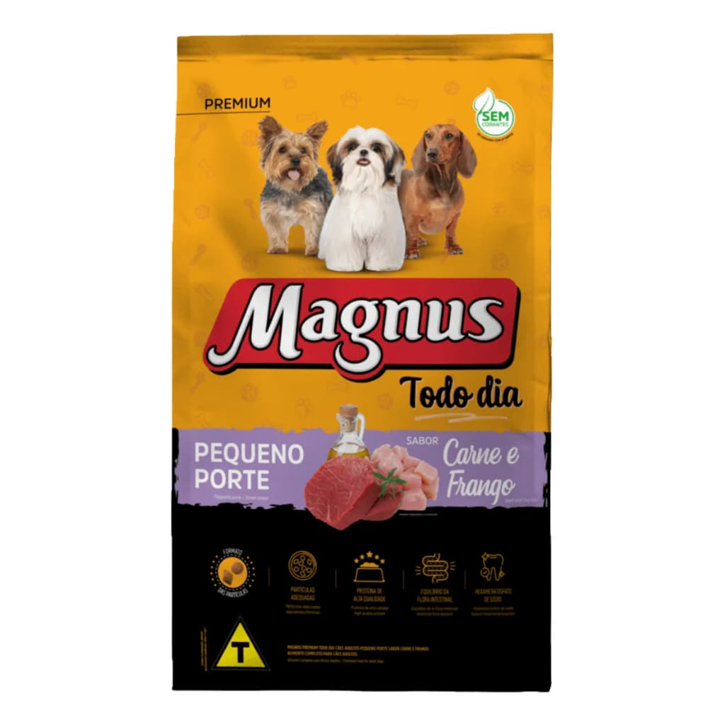 Ração Magnus Todo Dia Cães Adultos Porte Pequeno Carne e Frango - 15kgi