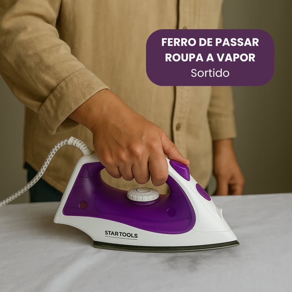 Ferro de Passar A Vapor Premium 220V ou 110v  Azul  Lilas cinza Base Cerâmica Antiaderente   Reservatório Água