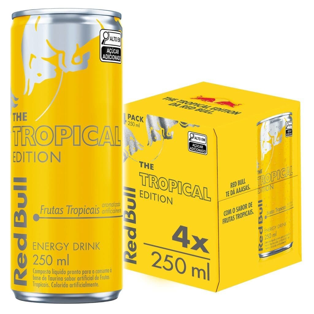 Pack de 4 latas Red Bull Energético, Frutas Tropicais, 250ml