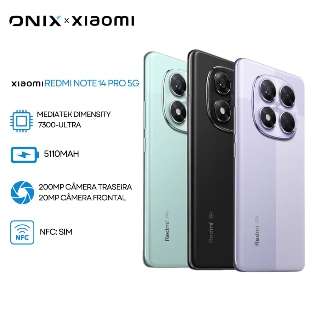 Xiaomi Redmi Note 14 Pro 5G 256GB+8GB RAM / 512GB+12GB RAM Câmera 200MP, Processador MediaTek Dimensity 7300-Ultra VERSÃ