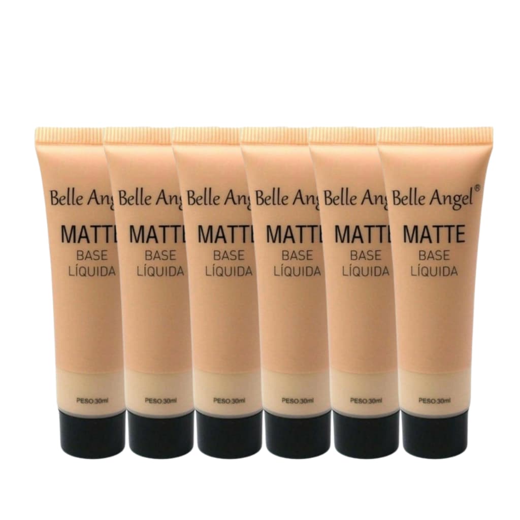 Base Líquida Matte Belle Angel 30ml Original, Efeito Porcelana e Alta Cobertura, Longa Duração