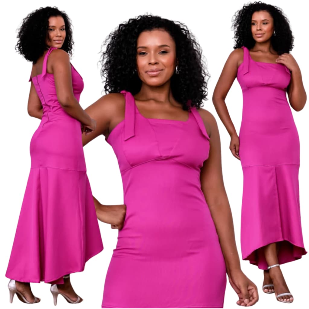 Vestido Sereia Feminino Elegante Vestido De Alça Com Regulagem Fenda Frontal