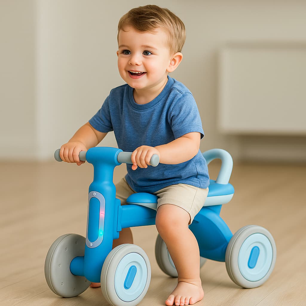 Andador Empurrador Infantil Musical para Bebê Bicicleta de Equilíbrio Educativo Azul