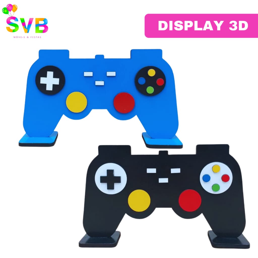 Controle Video Game Display Mdf Decoração 3D Aniversário Infantil Centro de Mesa SVB MÓVEIS E FESTAS