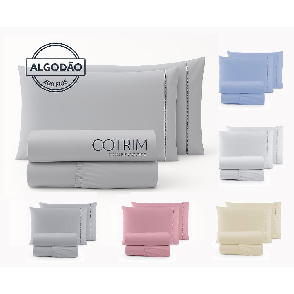 Jogo de Cama Casal 4 Peças Percal 100% Algodão Com Ponto Palito 200 Fios  Lençol Solteiro - Lencol Casal - Lençol Queen