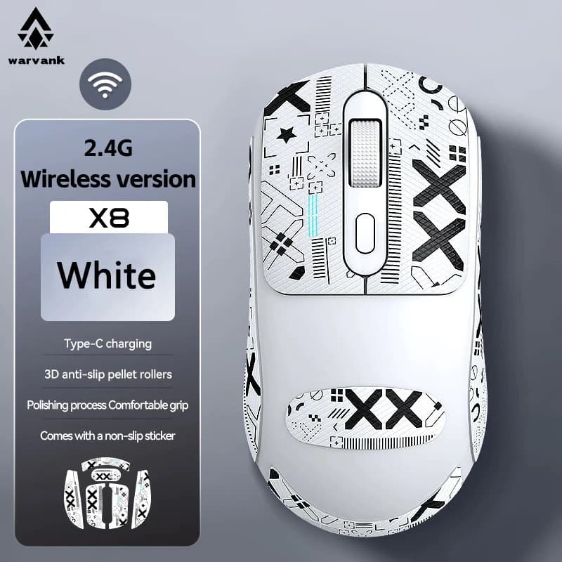 Mouse Para Jogos sem Fio Warvank X8 500mAh TY PE-C Recarregavel