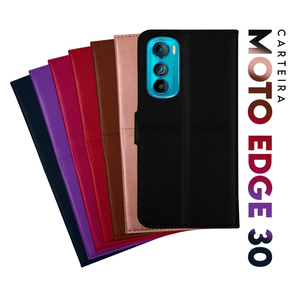Capa Case Capinha Carteira Flip Cover Couro Sintético Para Motorola Moto Edge 30 Xt2203 tela 6.5 pol. Cell in Power25