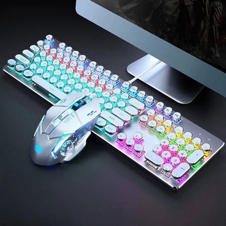 KIT Teclado Punk Mecânico 100% e Mouse para Jogos - Essencial para Esports e Gamers H7