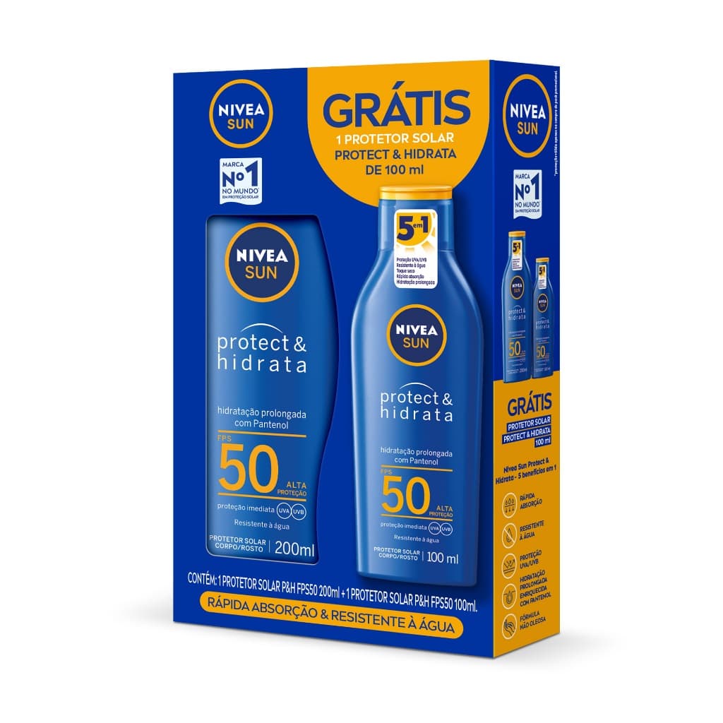 NIVEA Kit SUN Protect & Hidrata FPS 50 200ml + Protect & Hidrata FPS 50 100ml