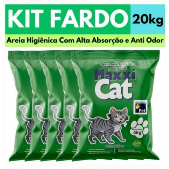 Kit 5 un Areia Sanitária Higiênica Para Gatos Anti Odor Pacote de 4kg ( Maxxi cat )