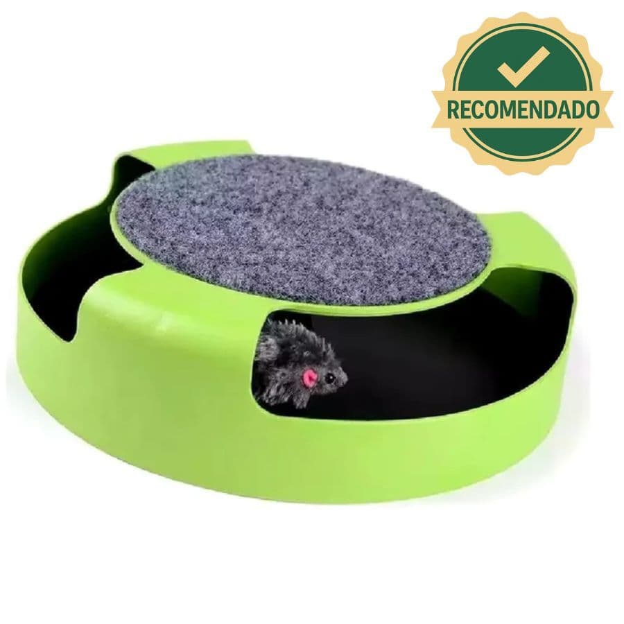 Arranhador Gato com Brinquedo Interativo Pegue o Rato Giratório Anti Estresse Resistente Durável