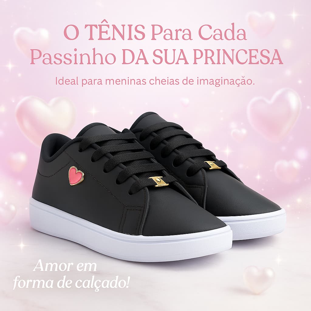 Tênis Infantil Menina Escolar Casual Confortável Leve Antiderrapante Dia a Dia