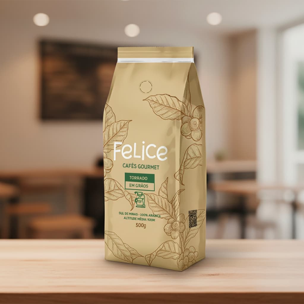 Café Torrado em Grãos Gourmet 100% Arábica 500g Café Felice