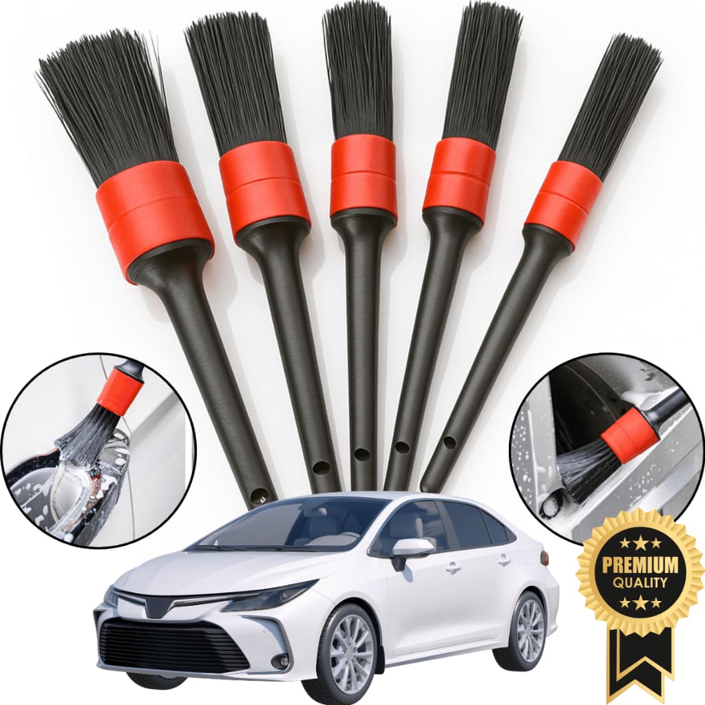 Kit 5 Pincel Para Detalhamento Lavação Automotivos Carro e Motos Limpeza Automotiva Rodas