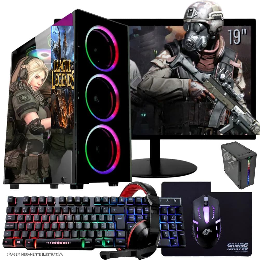 cpu i5 gamer  barato completo 8gb ssd128g+hd500 video gt610 monitor 19'' mine et2 gt5 offline cs lol