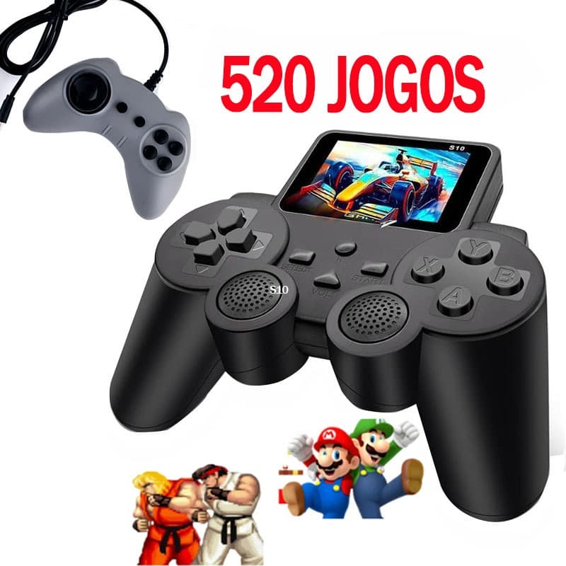 Videogame Portátil Game Retrô Gamepad Digital Game Player Version Stick Controller S10 Tela 2.4”/ Dual / HD