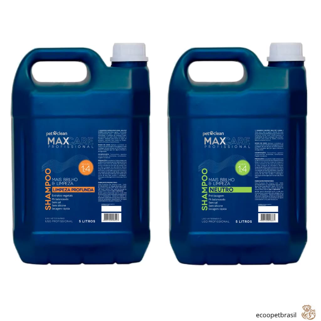 Shampoo Max Profissional Limpeza Profunda 1:4 Pet Clean 5L para Cães, Banho e Tosa, Pet Shop