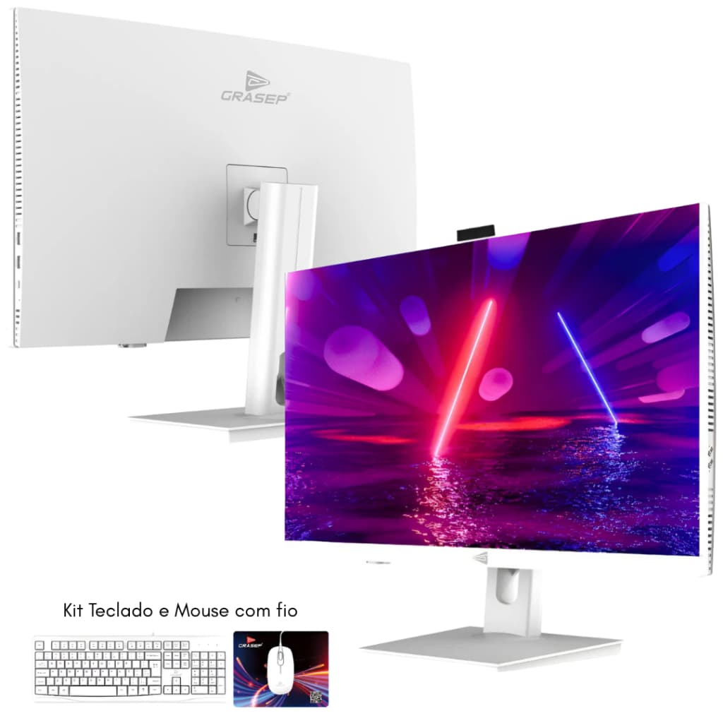 Computador All in One 23.8 Full HD i7 16GB SSD 256GB Windows 11 Pro WiFi Dual Band com Webcam Branco