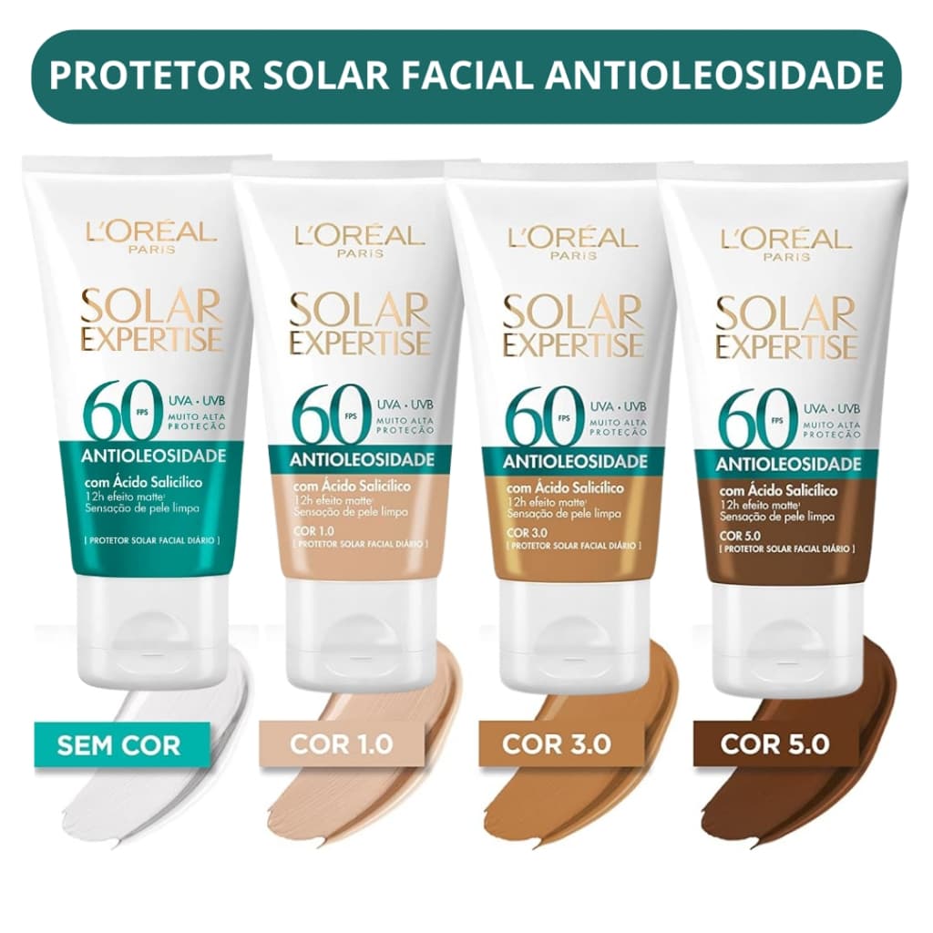Protetor Solar Facial Expertise Loréal Paris FPS60 Antioleosidade 40g - Todas as cores