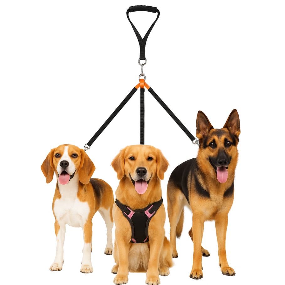 Guia para 3 cachorros ajustável + cinto de segurança passeios viagem banho reforçado
