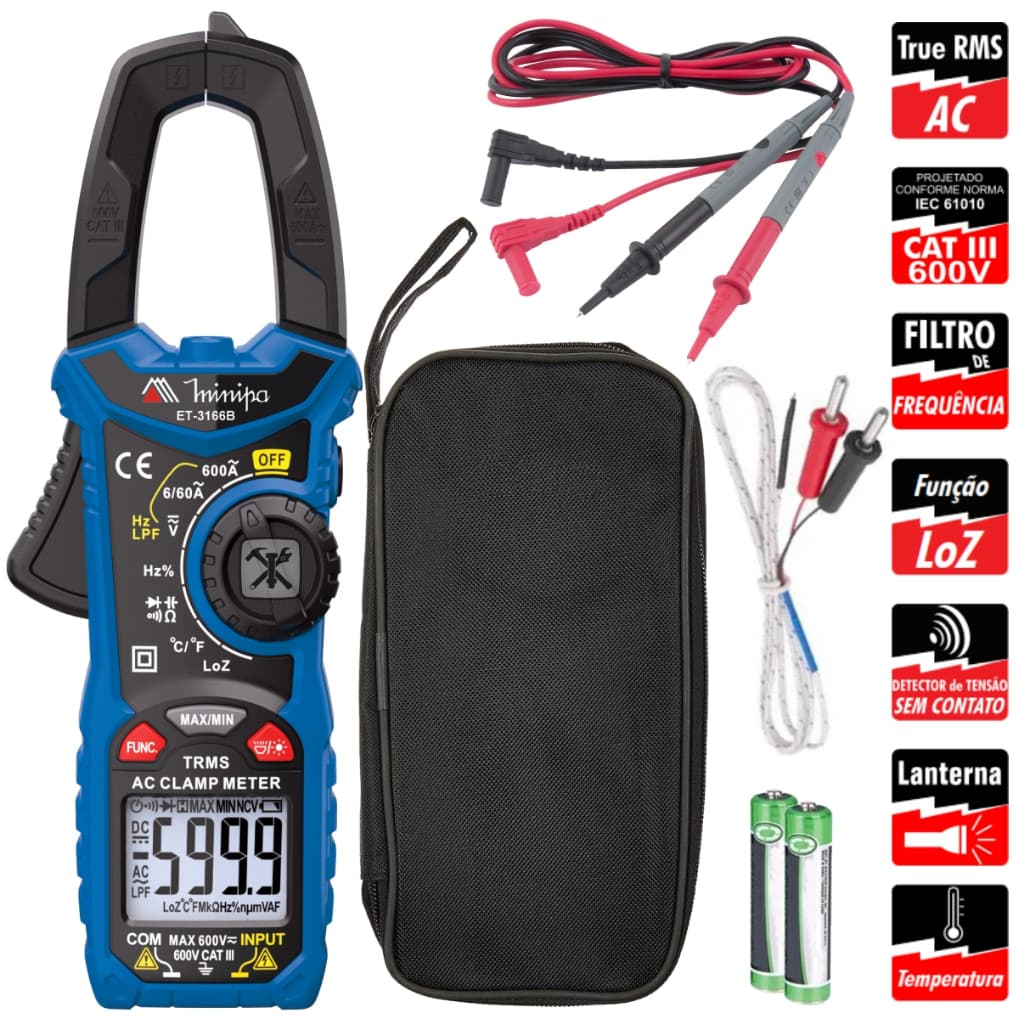 Minipa Et-3166b Alicate Amperímetro Digital Cat Iii 600v Ncv #3611950393 Mercado Livre: 38 unidades vendidas. Analisar m