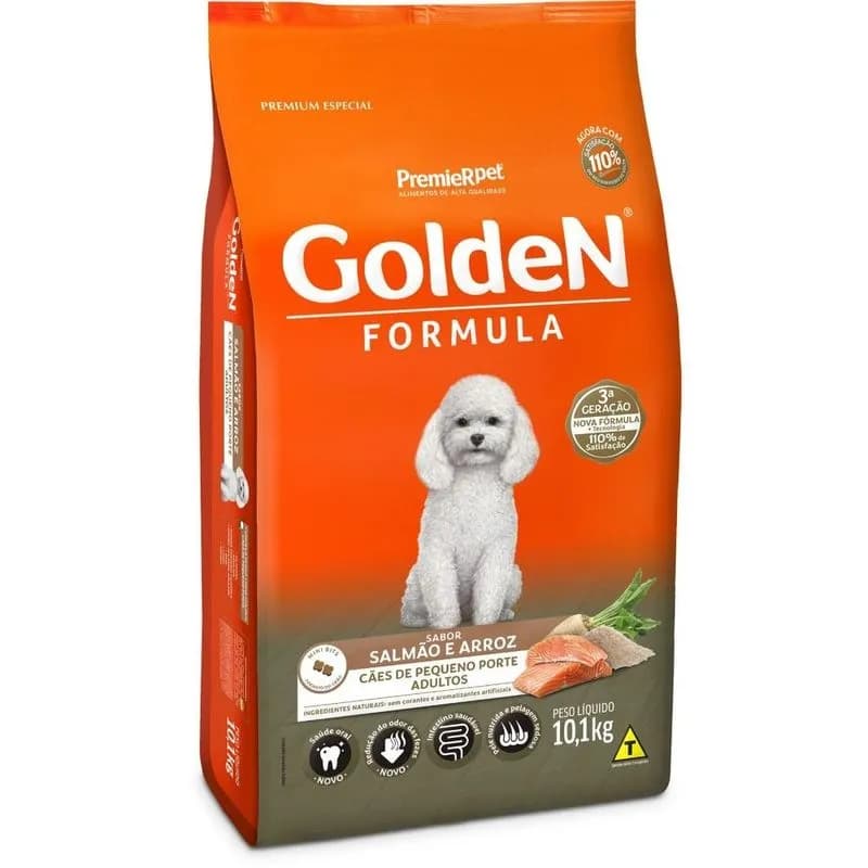 Ração Golden Cães Adulto Porte Pequeno 3Kg A granel Sabor Salmão e Arroz - ENTREGA IMEDIATA