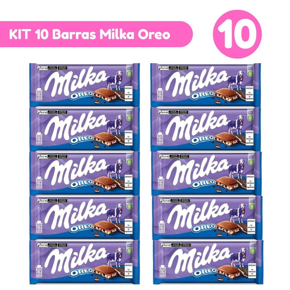 Kit 10 Barras Milka Oreo 100g Importadas Mondelez Kit com 5 e 10 Unidades