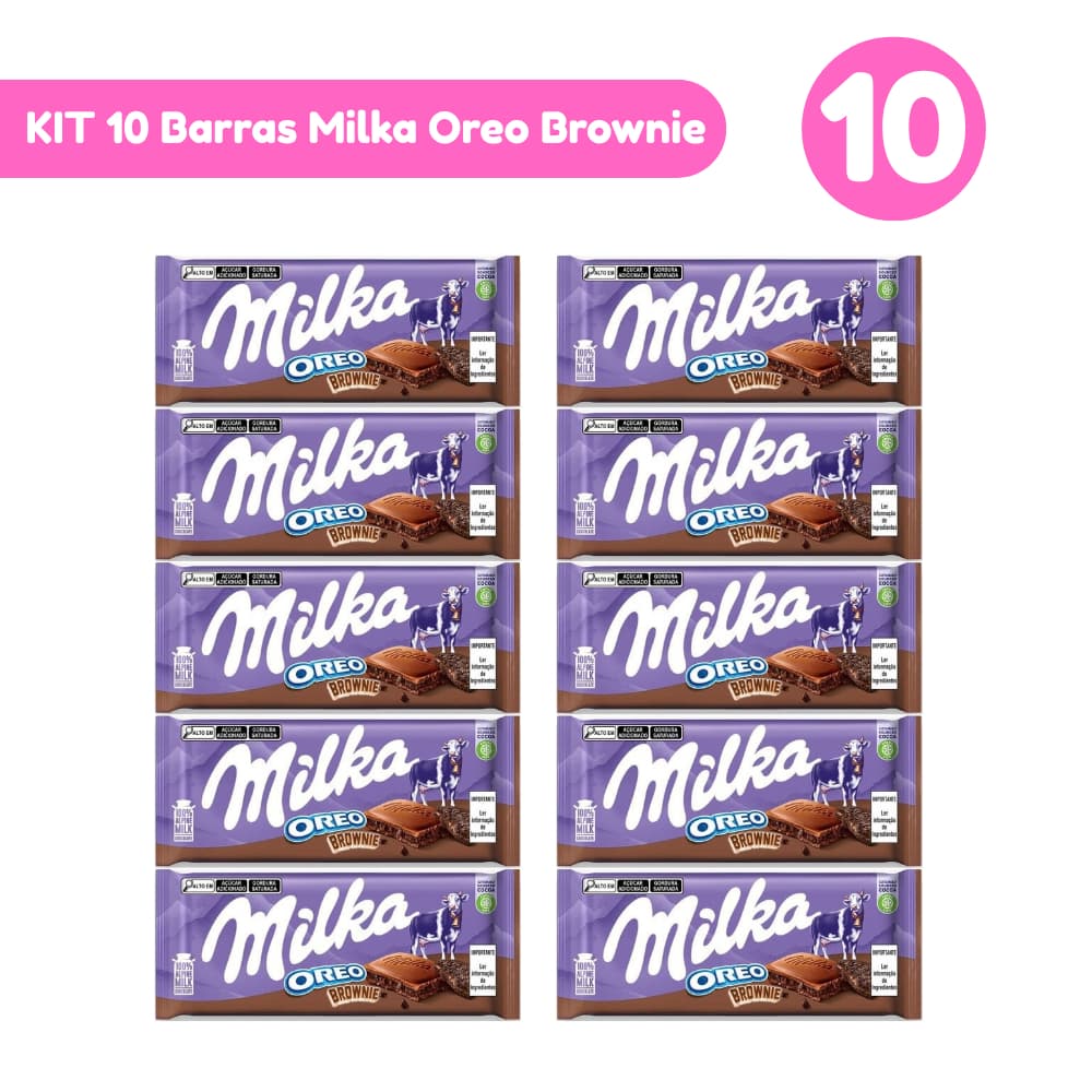 Kit 10 Barras Milka Oreo Brownie 100g Importadas Mondelez Kit com 5 e 10 Unidades