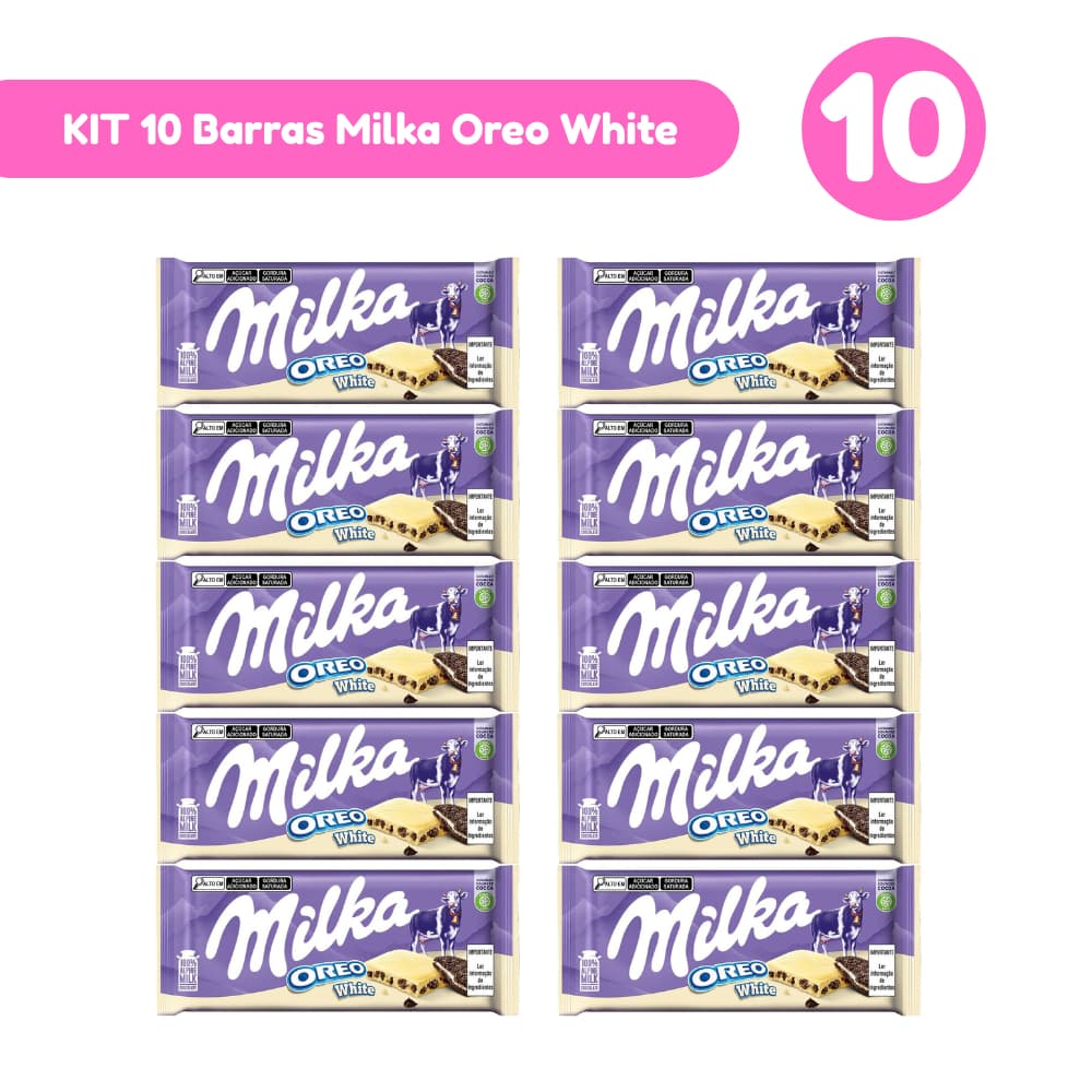Kit 10 Barras Milka Oreo White 100g Importadas Mondelez Kit com 5 e 10 Unidades