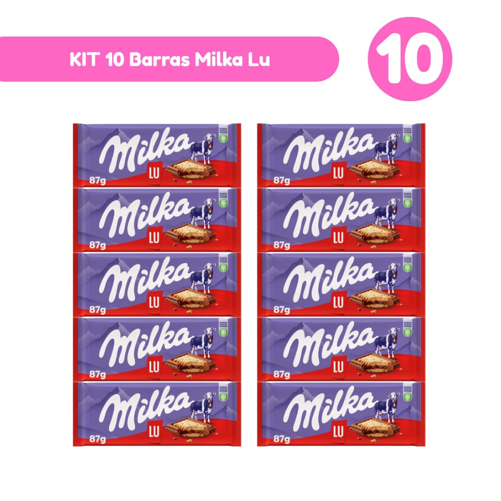 Kit 10 Barras Milka LU 100g Importadas Mondelez Kit com 5 e 10 Unidades