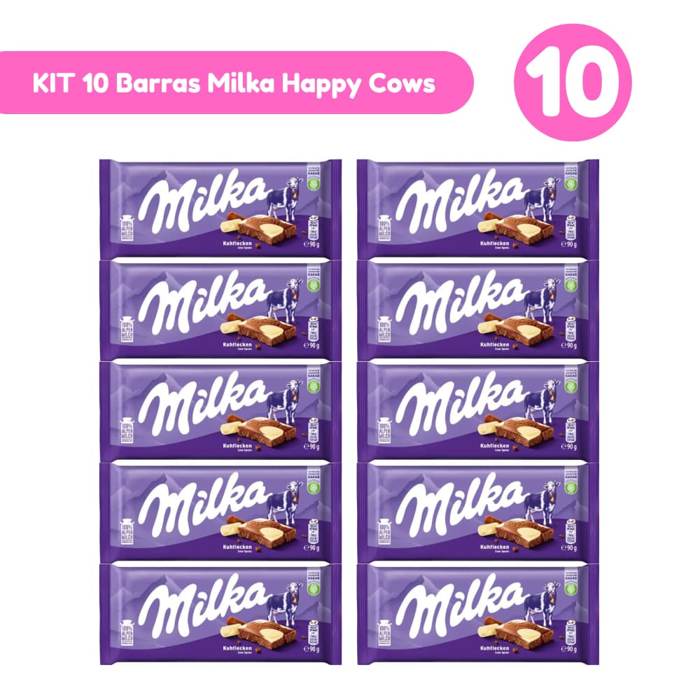 Kit 10 Barras Milka Happy Cows 100g Importadas Mondelez Kit com 5 e 10 Unidades