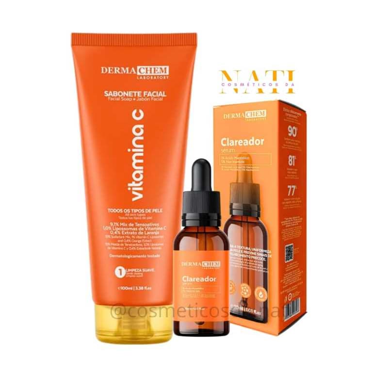 kit Skincare Serum Clareador e Sabonete Vitamina C para todos os tipos de Pele Dermachem