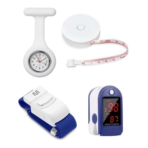 Kit Trena 1,5 cm + Oxímetro Dedo + Relógio Lapela + Garrote Elástico | Enfermagem/Fisioterapia/Saúde