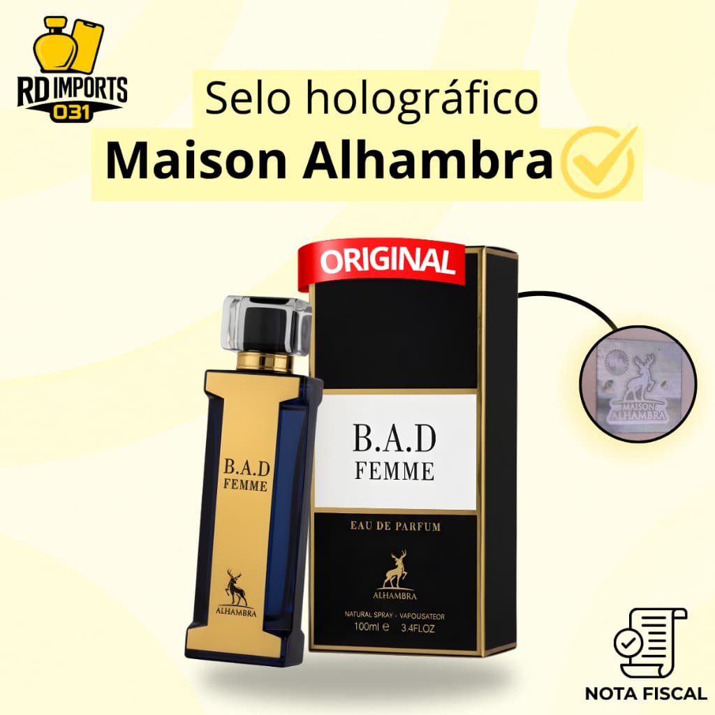 Perfume Árabe Bad Femme Maison Alhambra 100Ml Feminino Original importado com Selo Holográfico e NF