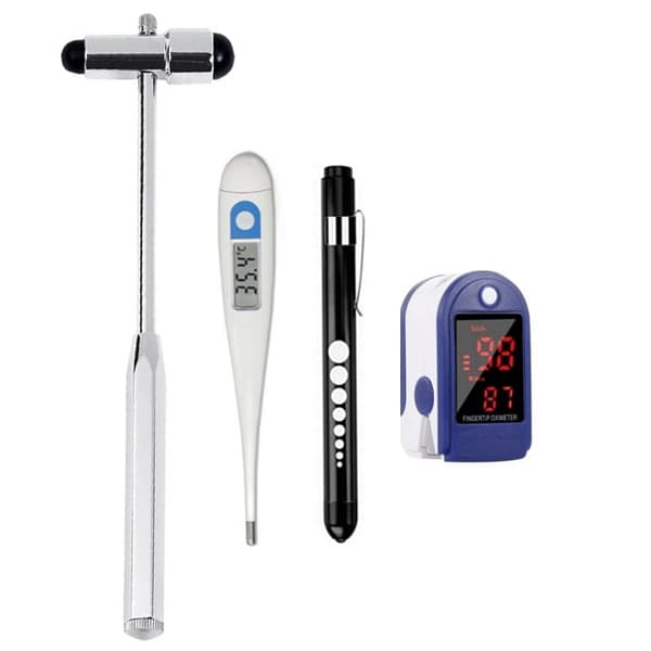 Kit Martelo Buck + Termômetro + Oxímetro Dedo + Lanterna Clínica | Enfermagem/Fisioterapia/Saúde