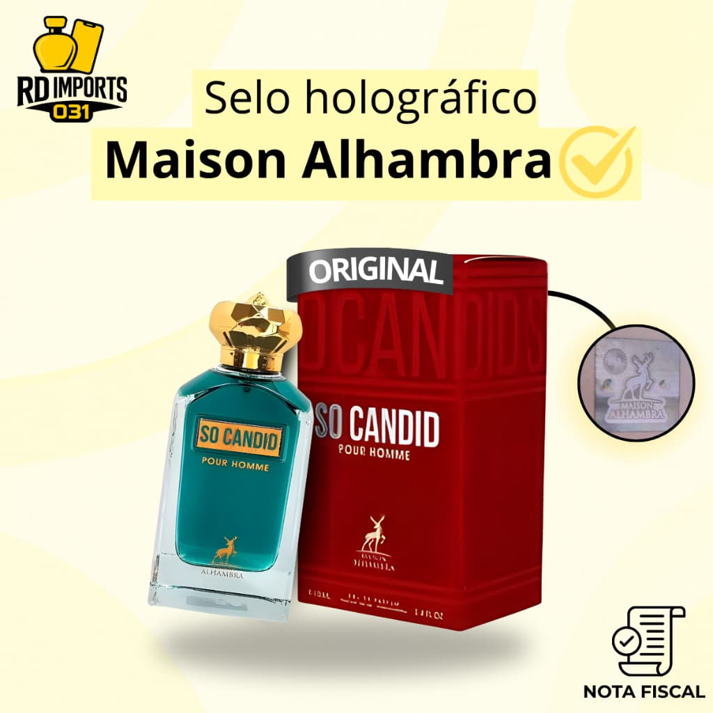 Perfume Árabe So Candid Pour Homme 100ml Masculino Edp Original Importado com Selo Holográfico e NF