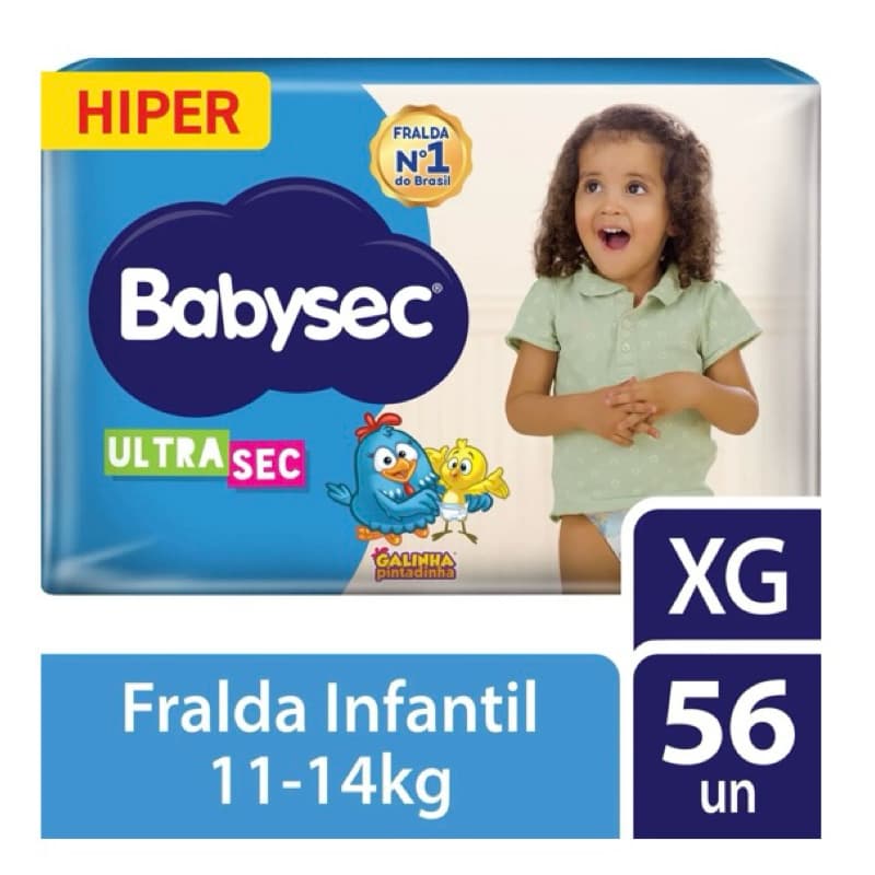 Fraldas Baby Sec XG 56 unidades 11a 14kg
