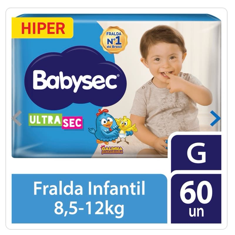 Fraldas Baby Sec G 60 fraldas 8,5 a 12kg