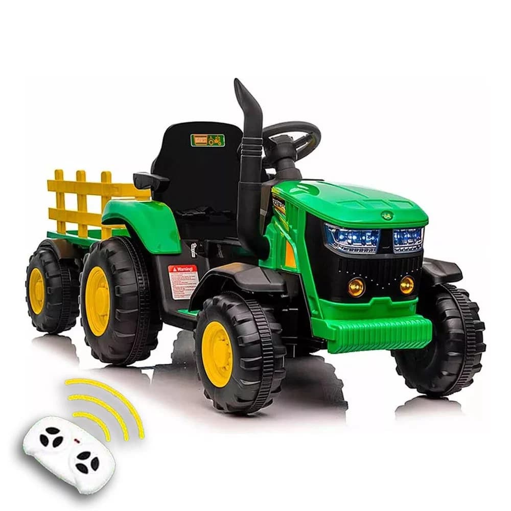 Trator Elétrico Infantil com Carretinha e Controle Remoto Quadriciclo Carrinho de Passeio Zippy