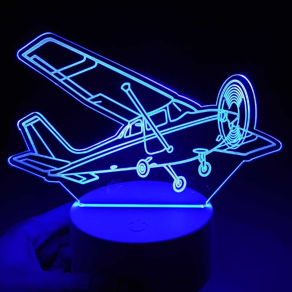 Abajur Luminária Avião cessna 185 Led 3D ac0263 Presente Criativo piloto Luz Noturna Decoração Moderna menino bebê sala