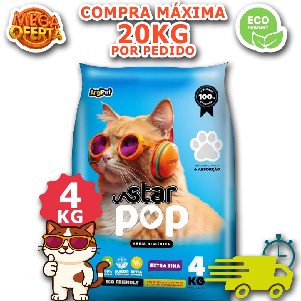Kit 4 kg areia sanitaria extra fina higienica natural argila ecologica absorvente para gatos
