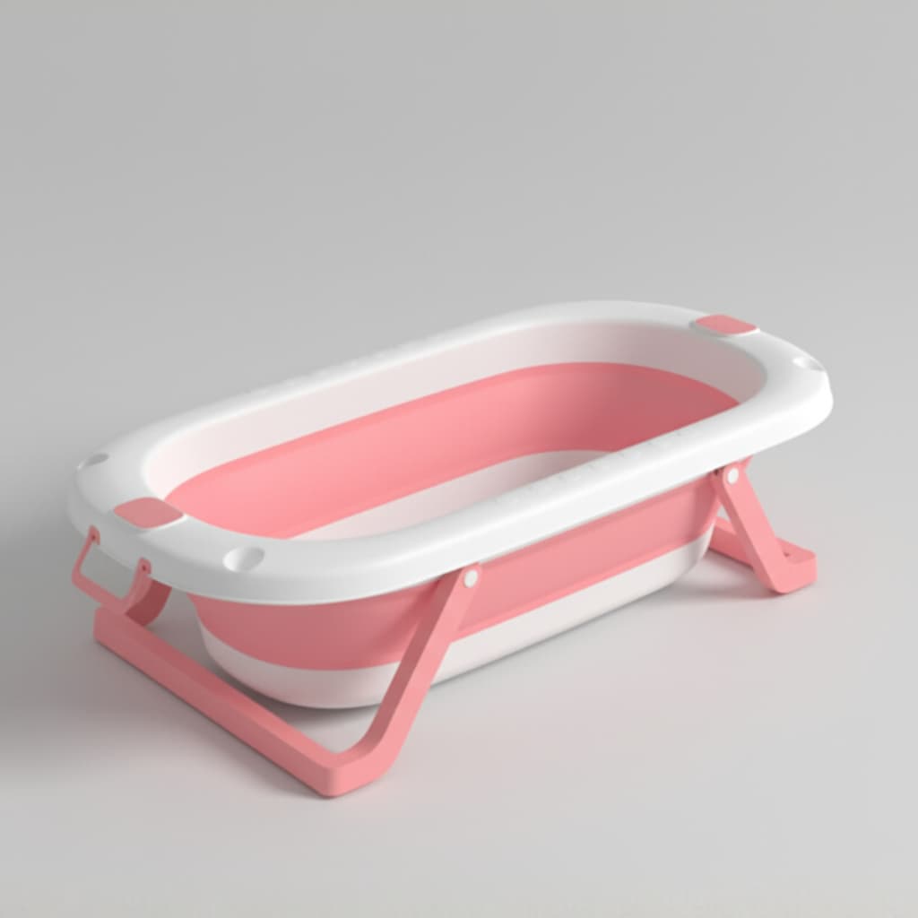 Banheira de Bebe Infantil 34L Com Termômetro Dobrável Retrátil Em Silicone Com Suporte