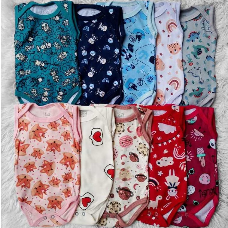 NOVO Kit 4 Lindos Bodys regata de bebe, roupas de bebe infantil 100% algodão menina menino