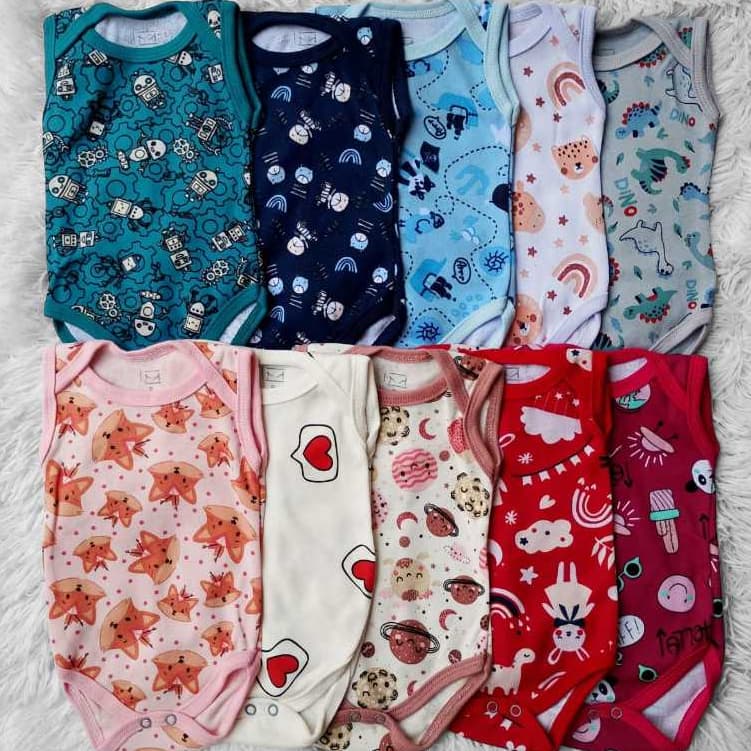Kit Até 5 Bodys regata de bebe, roupas de bebe infantil 100% algodão menina menino
