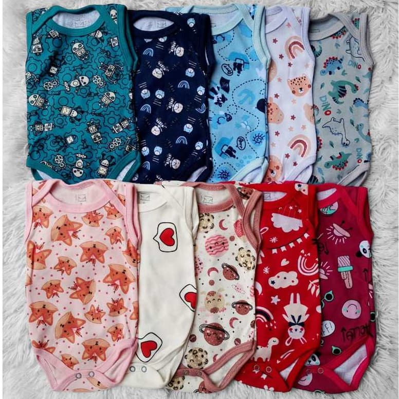 NOVO Kit 5 Bodys regata de bebe, roupas de bebe infantil 100% algodão menina menino lindos
