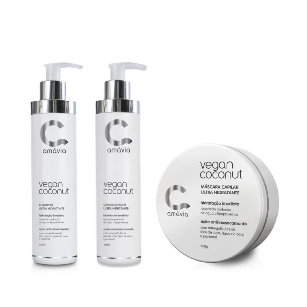 Amávia Kit Shampoo, Condicionador e Máscara Vegan Coconut Amávia Ultra Hidratante