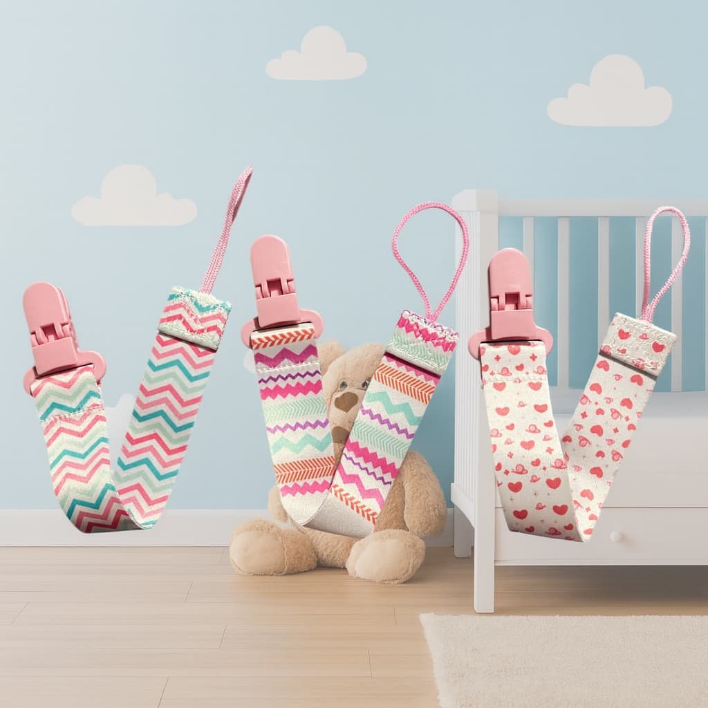 Kit 3 Prendedor de Chupeta Bico para Menina com Presilha e Cordão Excelente Qualidade Cores Vivas Premium